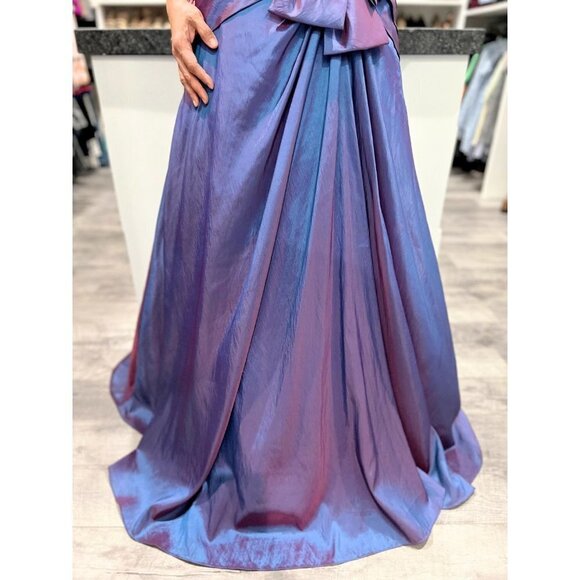 Precious Formals Purple Peacock Taffeta Y2K Formal Gown $420 - Picture 5 of 12